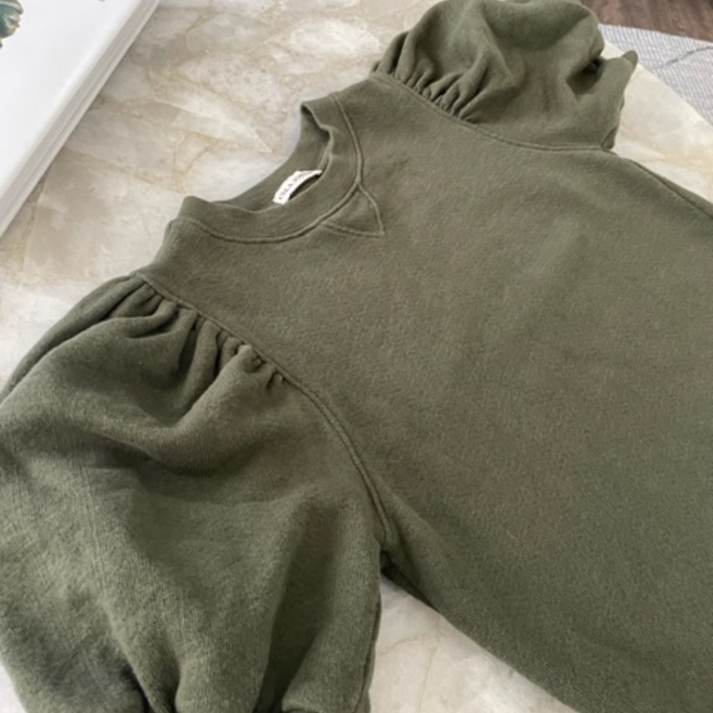 Ulla Johnson Olive Rocia Puff Short Sleeve Pullover Sweatshirt